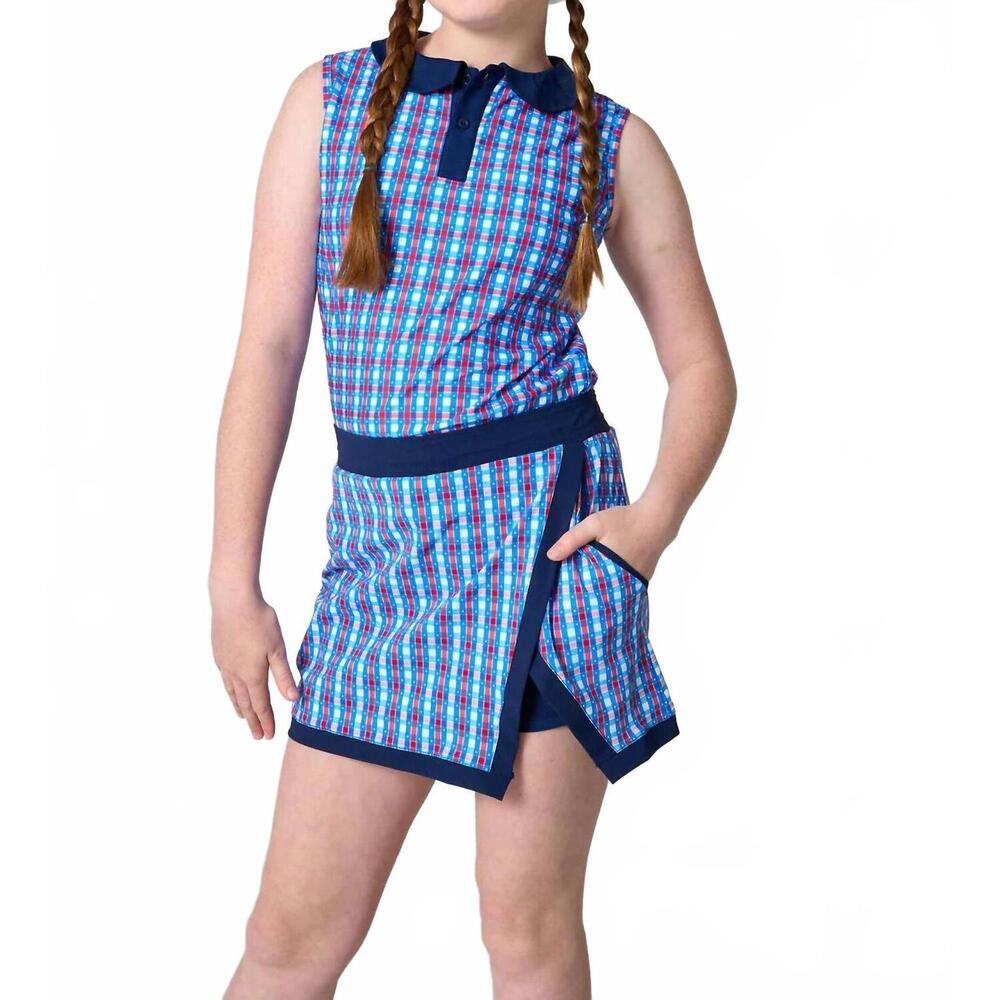 NEW COURTSIDE KIDS gingham girly tank in multi